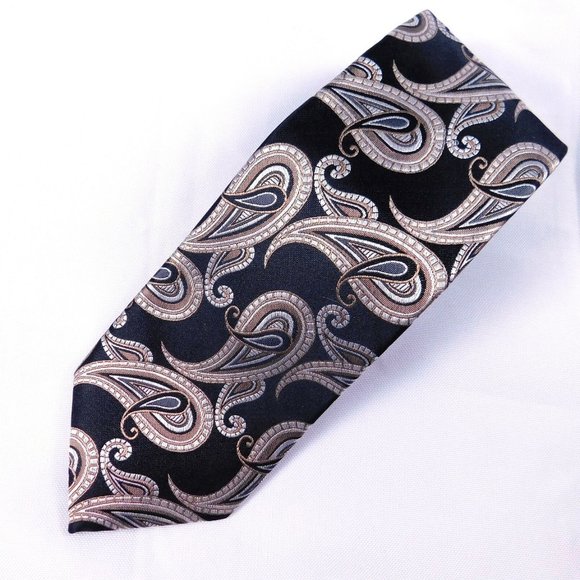 MICHAEL KORS Black Paisley Silk Tie RN 121148
